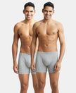 Super Combed Cotton Rib Solid Boxer Brief with Ultrasoft and Durable Waistband - Grey Melange-1