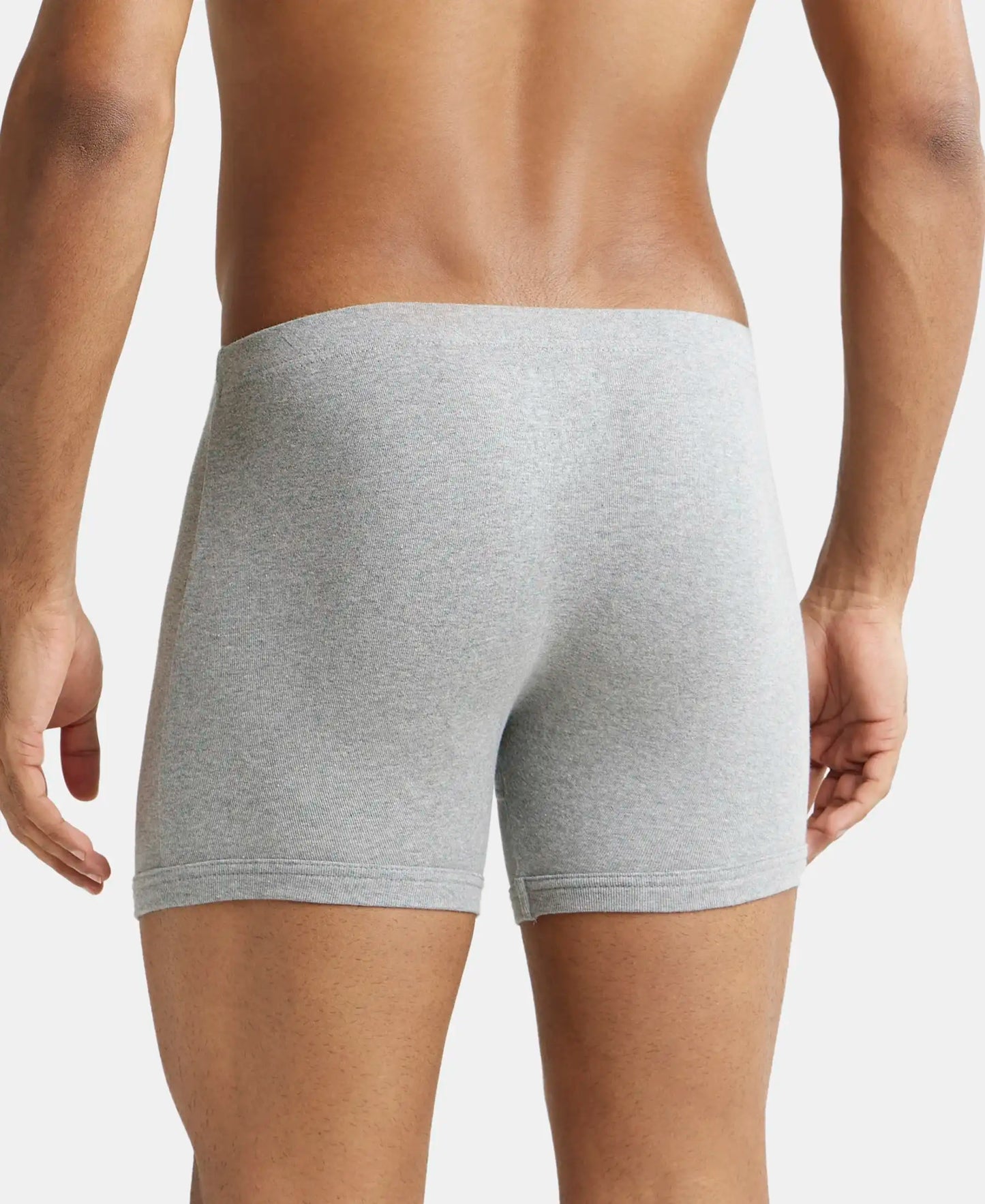 Super Combed Cotton Rib Solid Boxer Brief with Ultrasoft and Durable Waistband - Grey Melange-4