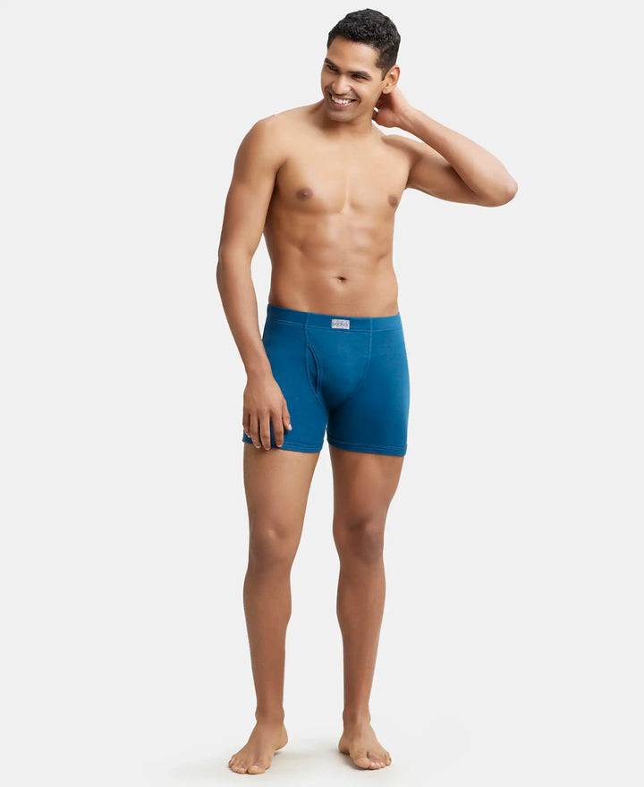 Super Combed Cotton Rib Solid Boxer Brief with Ultrasoft and Durable Waistband - Seaport Teal-4