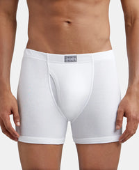 Super Combed Cotton Rib Solid Boxer Brief with Ultrasoft and Durable Waistband - White-2
