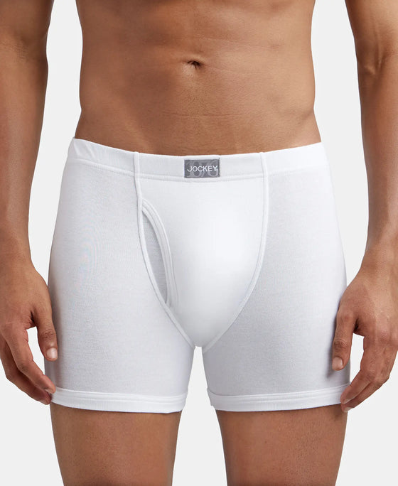 Super Combed Cotton Rib Solid Boxer Brief with Ultrasoft and Durable Waistband - White-2