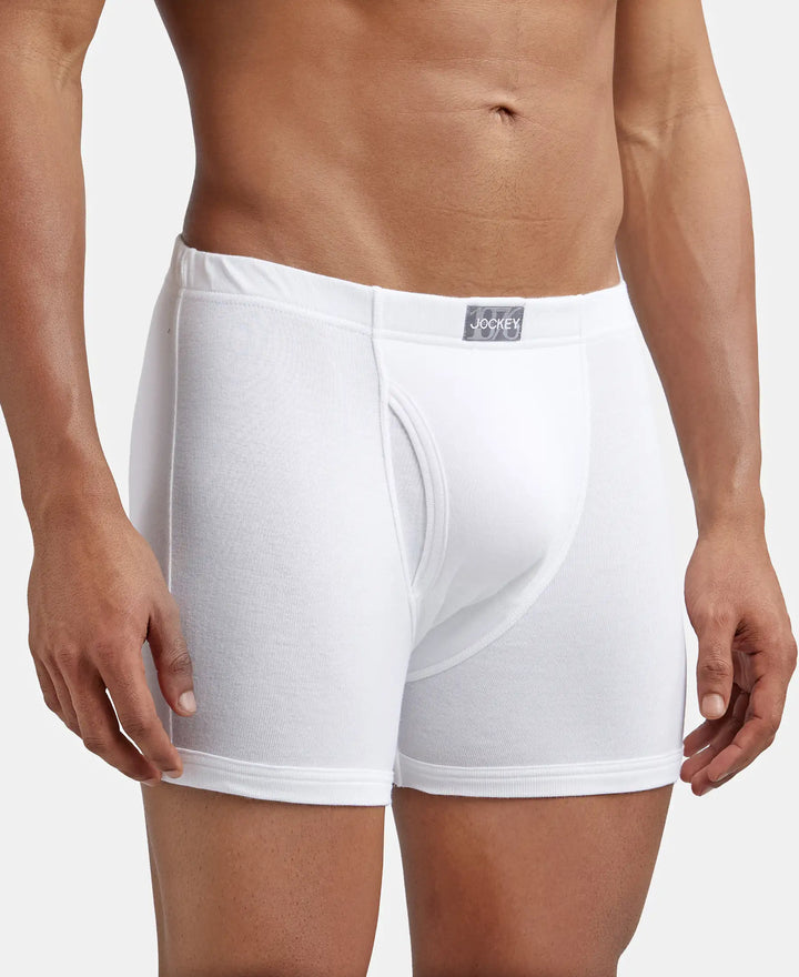 Super Combed Cotton Rib Solid Boxer Brief with Ultrasoft and Durable Waistband - White-3