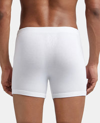 Super Combed Cotton Rib Solid Boxer Brief with Ultrasoft and Durable Waistband - White-4