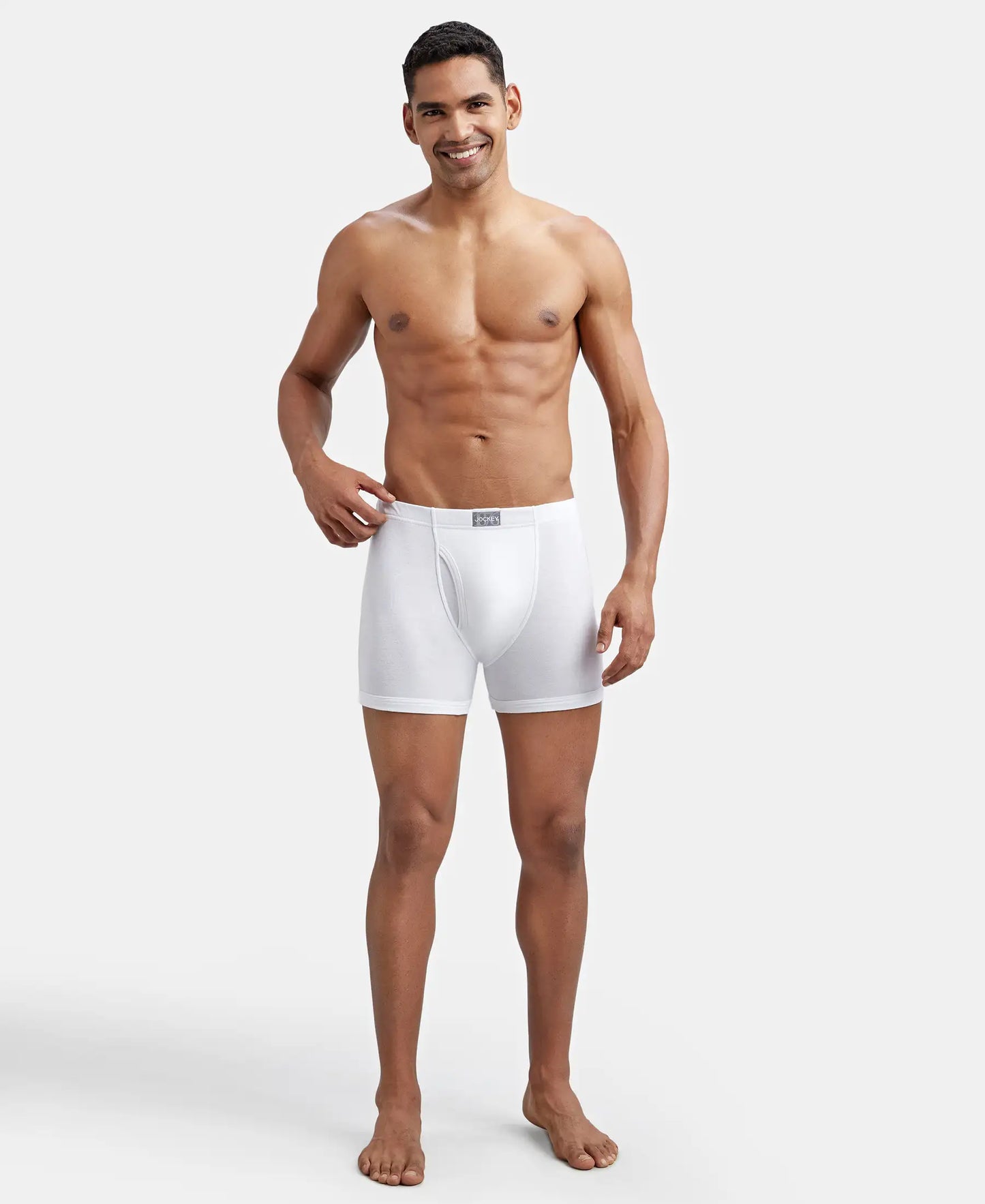 Super Combed Cotton Rib Solid Boxer Brief with Ultrasoft and Durable Waistband - White-7