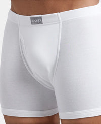 Super Combed Cotton Rib Solid Boxer Brief with Ultrasoft and Durable Waistband - White (Pack of 2)