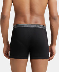 Super Combed Cotton Rib Solid Boxer Brief with Ultrasoft and Durable Waistband - Black-4