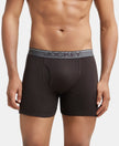 Super Combed Cotton Rib Solid Boxer Brief with Ultrasoft and Durable Waistband - Brown-1
