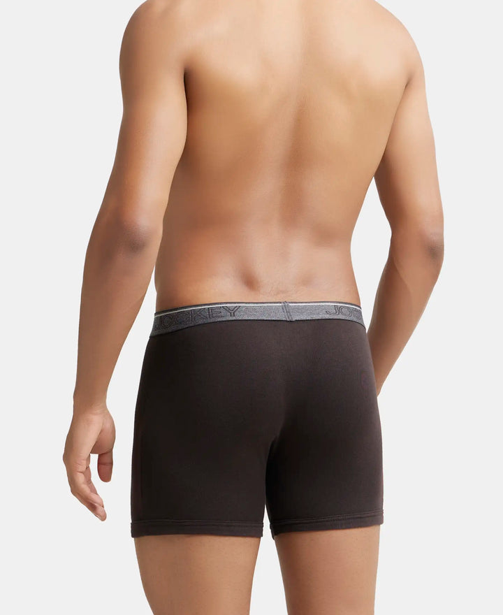 Super Combed Cotton Rib Solid Boxer Brief with Ultrasoft and Durable Waistband - Brown-3