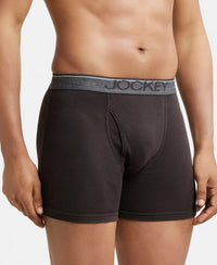 Super Combed Cotton Rib Solid Boxer Brief with Ultrasoft and Durable Waistband - Brown-3