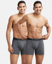 Super Combed Cotton Rib Solid Boxer Brief with Ultrasoft and Durable Waistband - Charcoal Melange-1