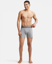 Super Combed Cotton Rib Solid Boxer Brief with Ultrasoft and Durable Waistband - Grey Melange-5