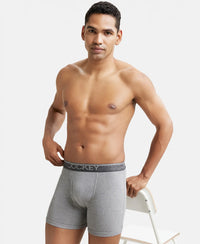 Super Combed Cotton Rib Solid Boxer Brief with Ultrasoft and Durable Waistband - Grey Melange-6