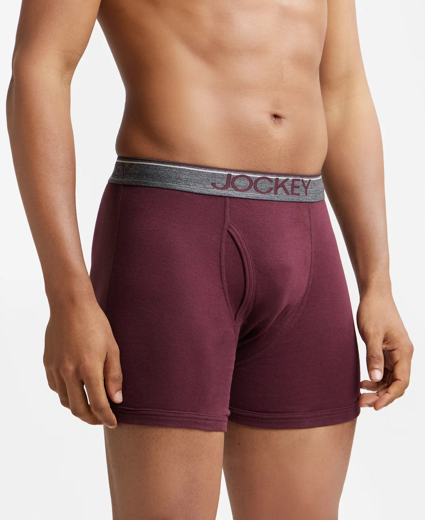 Super Combed Cotton Rib Solid Boxer Brief with Ultrasoft and Durable Waistband - Mauve Wine-3