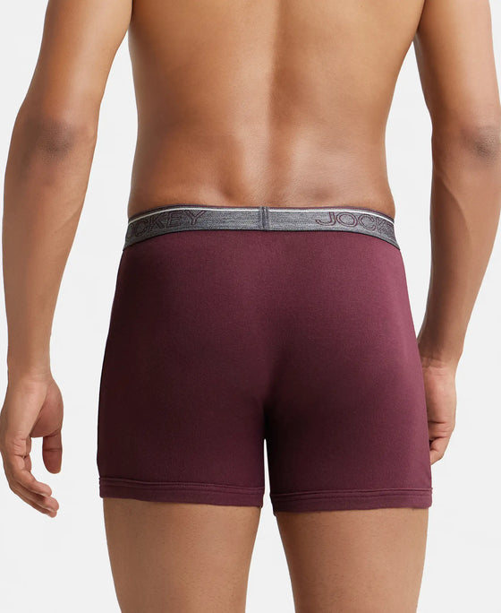 Super Combed Cotton Rib Solid Boxer Brief with Ultrasoft and Durable Waistband - Mauve Wine-4