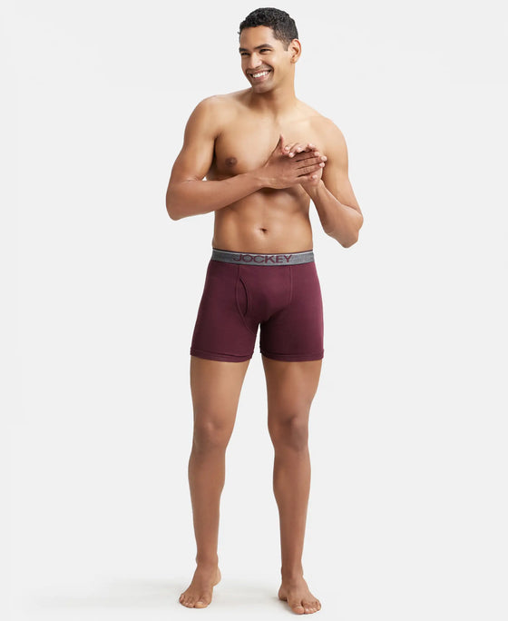 Super Combed Cotton Rib Solid Boxer Brief with Ultrasoft and Durable Waistband - Mauve Wine-5