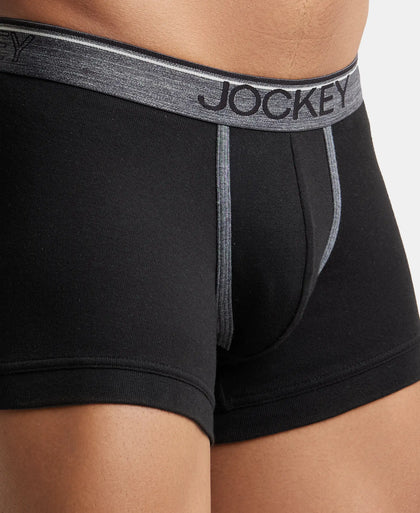 Super Combed Cotton Rib Solid Trunk with Ultrasoft Waistband - Black (Pack of 2)