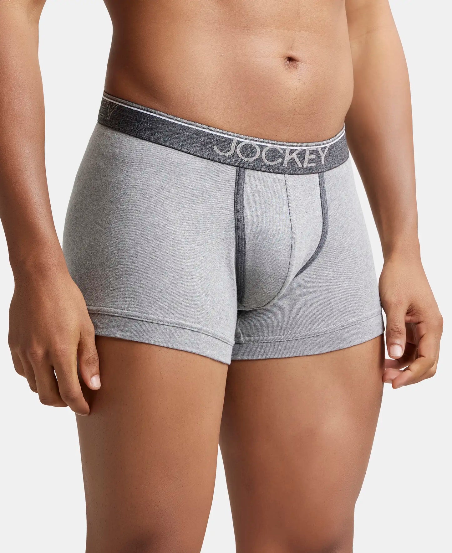 Super Combed Cotton Rib Solid Trunk with Ultrasoft Waistband - Grey Melange-2