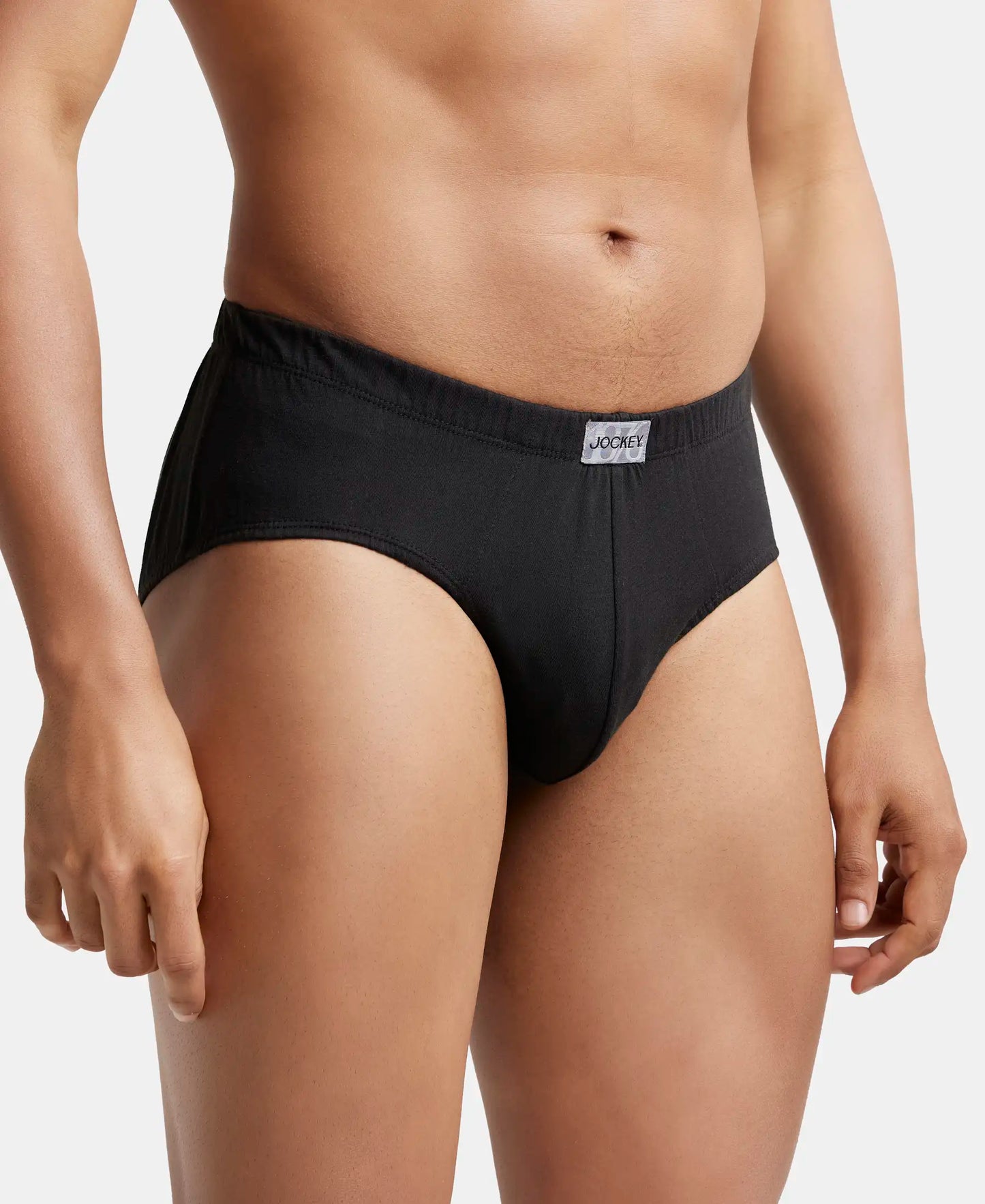 Super Combed Cotton Solid Brief with Ultrasoft Concealed Waistband - Black-2