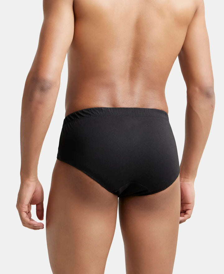 Super Combed Cotton Solid Brief with Ultrasoft Concealed Waistband - Black-3