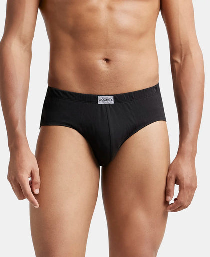 Super Combed Cotton Solid Brief with Ultrasoft Concealed Waistband - Black-2