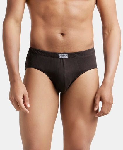 Super Combed Cotton Solid Brief with Ultrasoft Concealed Waistband - Brown-2