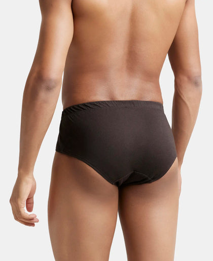 Super Combed Cotton Solid Brief with Ultrasoft Concealed Waistband - Brown-4