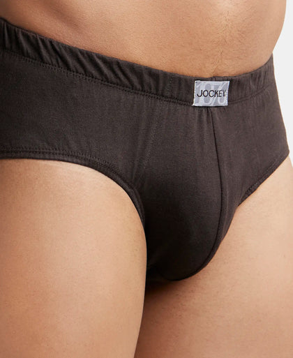 Super Combed Cotton Solid Brief with Ultrasoft Concealed Waistband - Brown (Pack of 3)