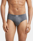 Super Combed Cotton Solid Brief with Ultrasoft Concealed Waistband - Charcoal Melange-1