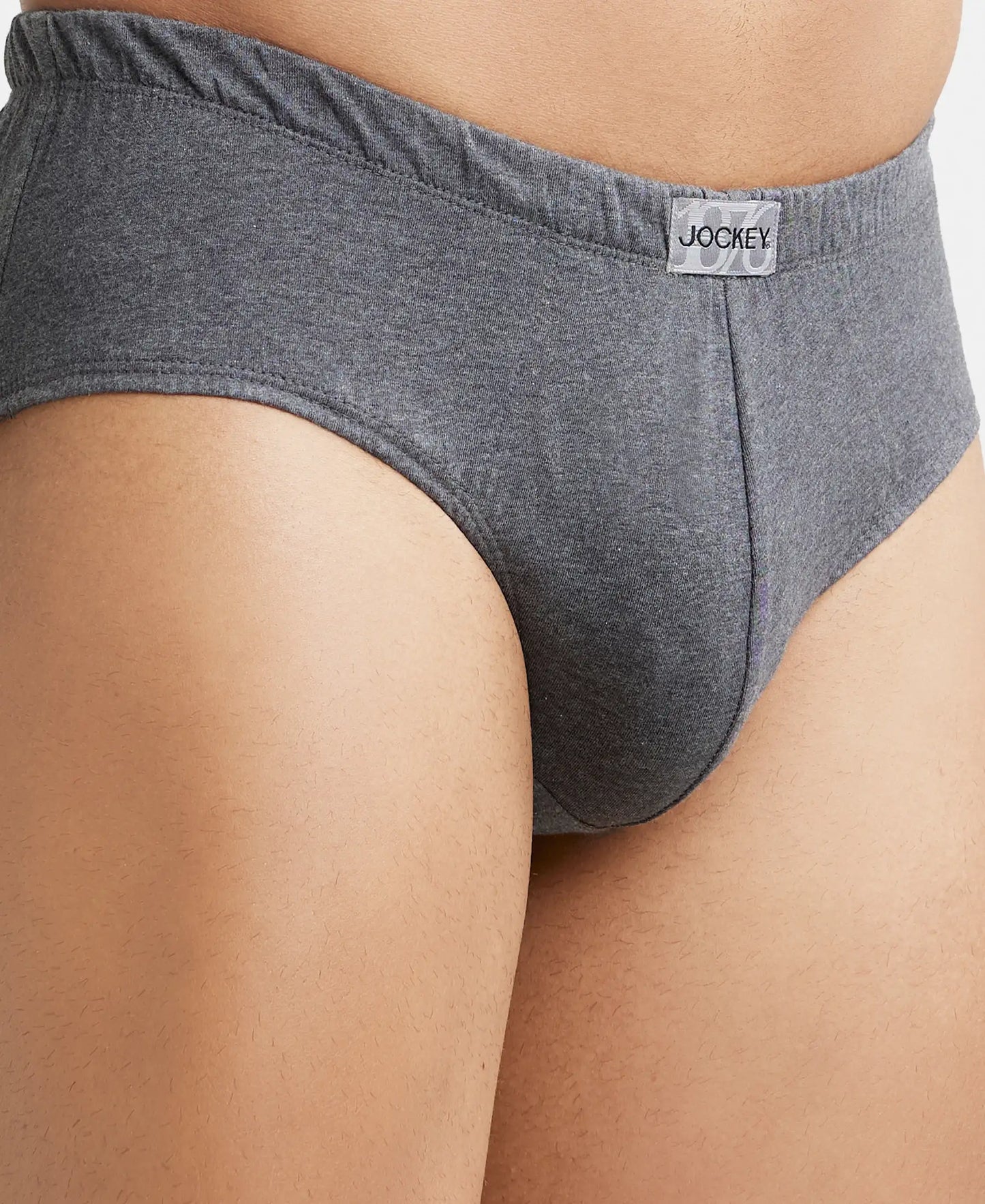 Super Combed Cotton Solid Brief with Ultrasoft Concealed Waistband - Charcoal Melange (Pack of 2)