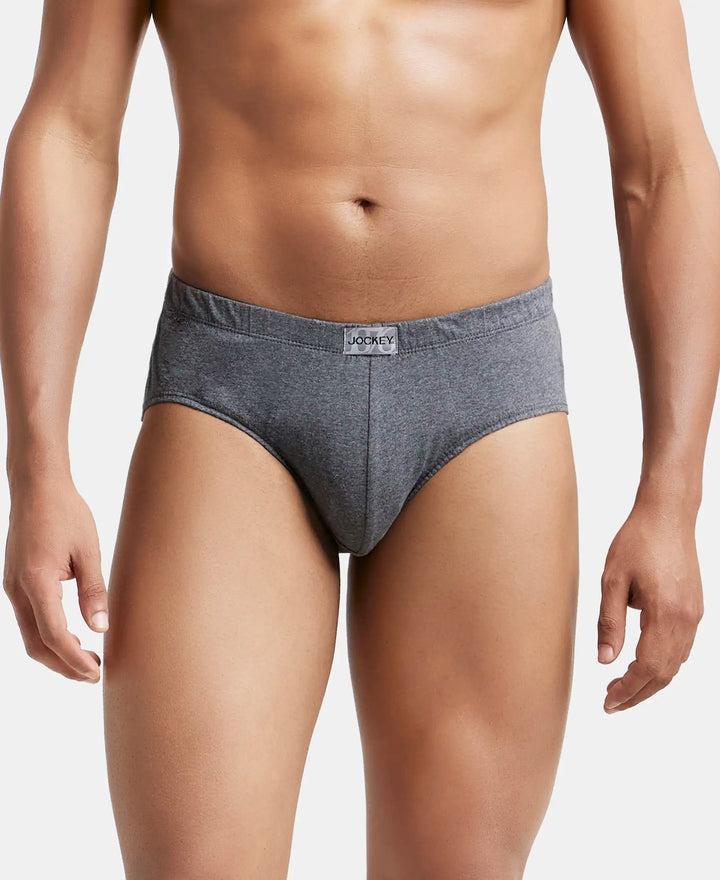 Super Combed Cotton Solid Brief with Ultrasoft Concealed Waistband - Charcoal Melange-2