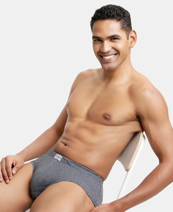 Super Combed Cotton Solid Brief with Ultrasoft Concealed Waistband - Charcoal Melange-6