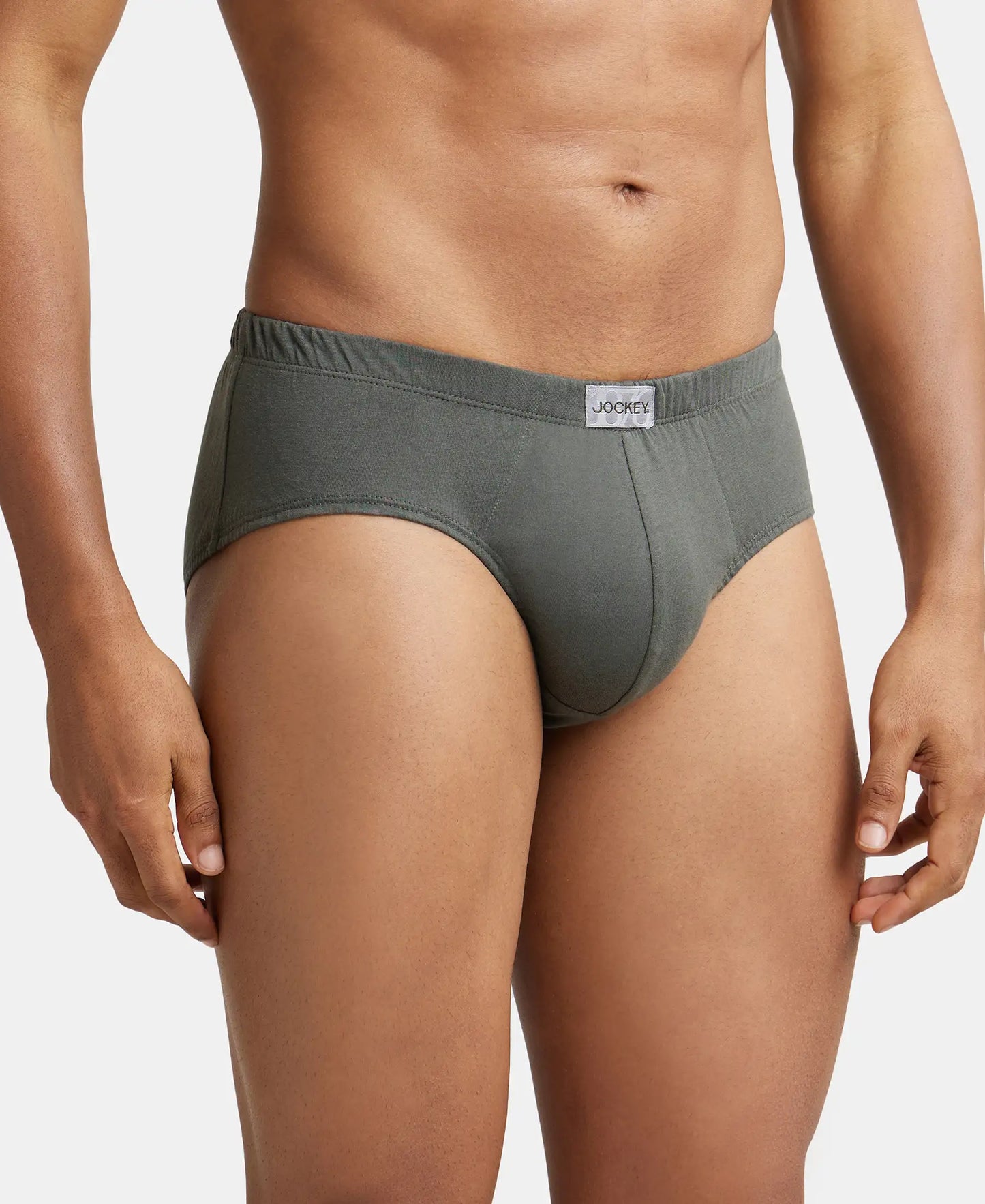 Super Combed Cotton Solid Brief with Ultrasoft Concealed Waistband - Deep Olive-2