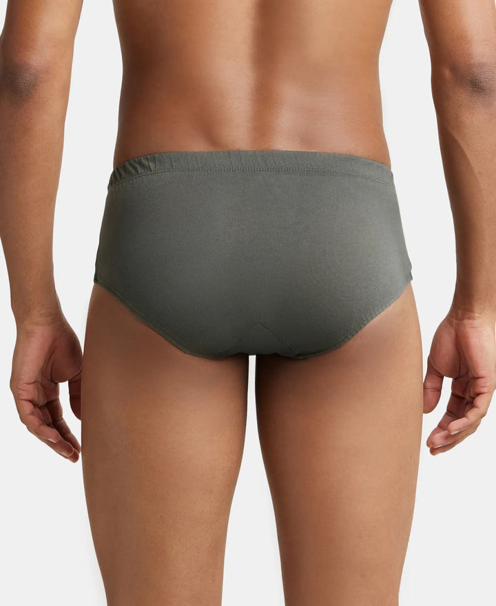 Super Combed Cotton Solid Brief with Ultrasoft Concealed Waistband - Deep Olive-3