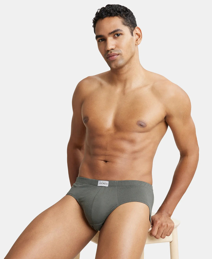 Super Combed Cotton Solid Brief with Ultrasoft Concealed Waistband - Deep Olive-5