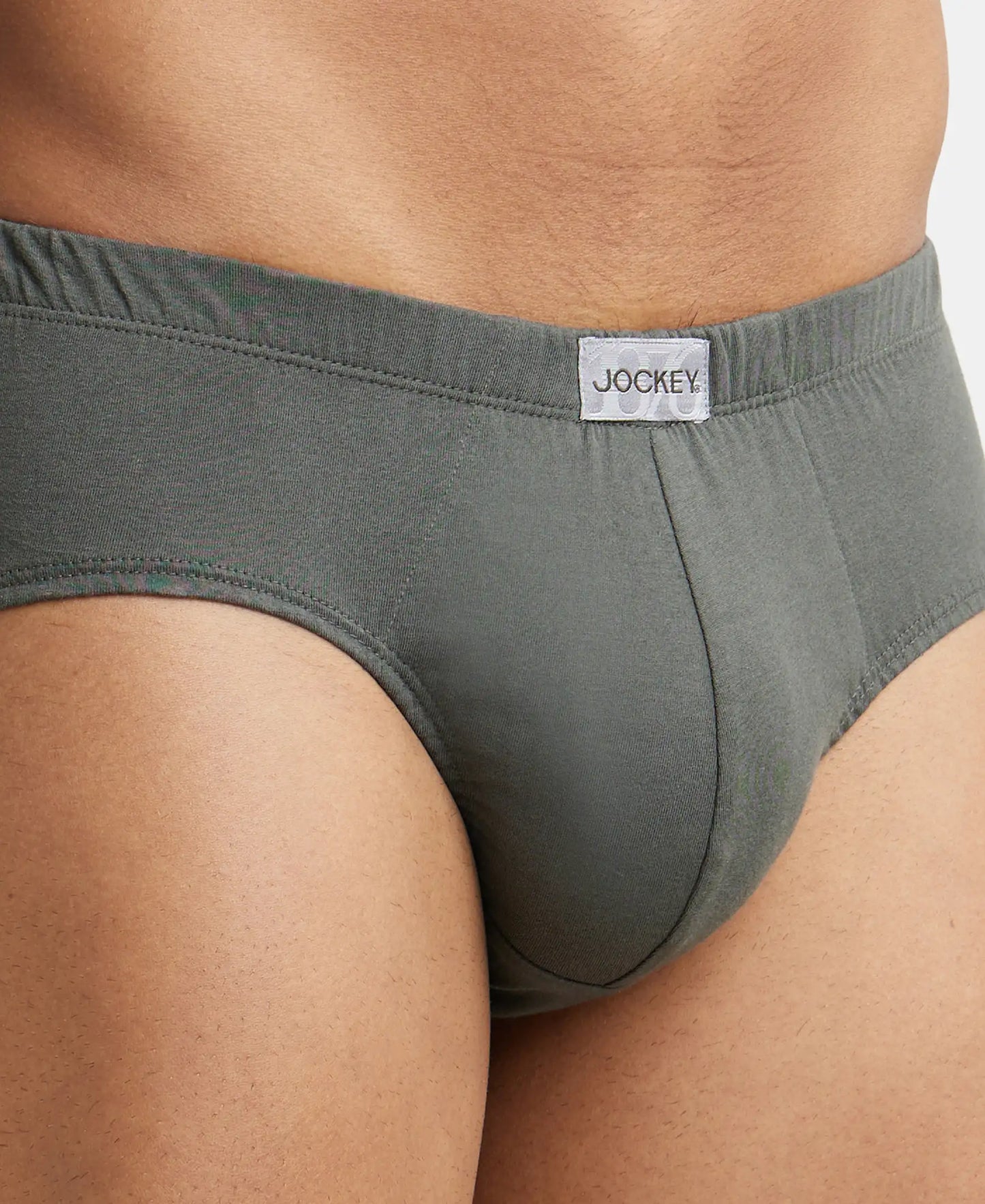 Super Combed Cotton Solid Brief with Ultrasoft Concealed Waistband - Deep Olive-7