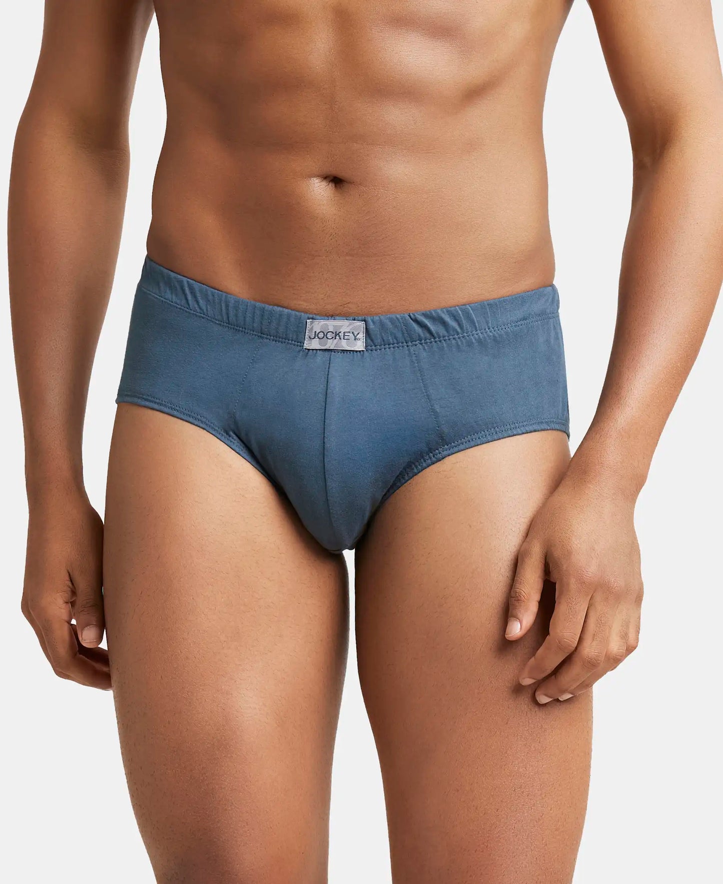 Super Combed Cotton Solid Brief with Ultrasoft Concealed Waistband - Deep Slate (Pack of 2)-2