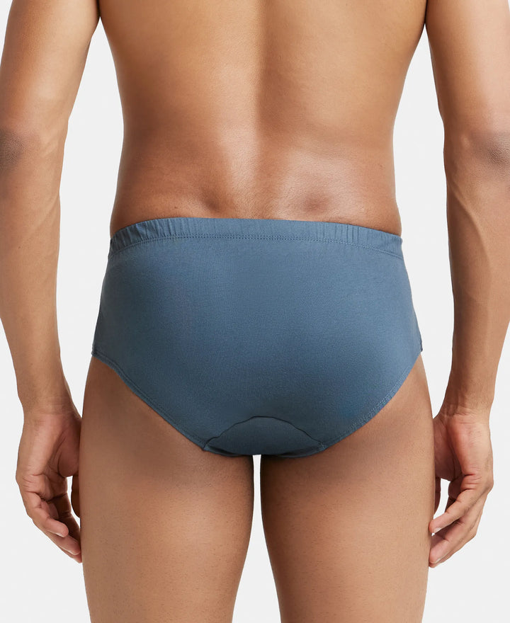 Super Combed Cotton Solid Brief with Ultrasoft Concealed Waistband - Deep Slate-4