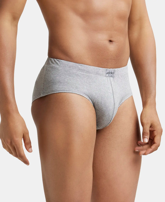 Super Combed Cotton Solid Brief with Ultrasoft Concealed Waistband - Grey Melange-2
