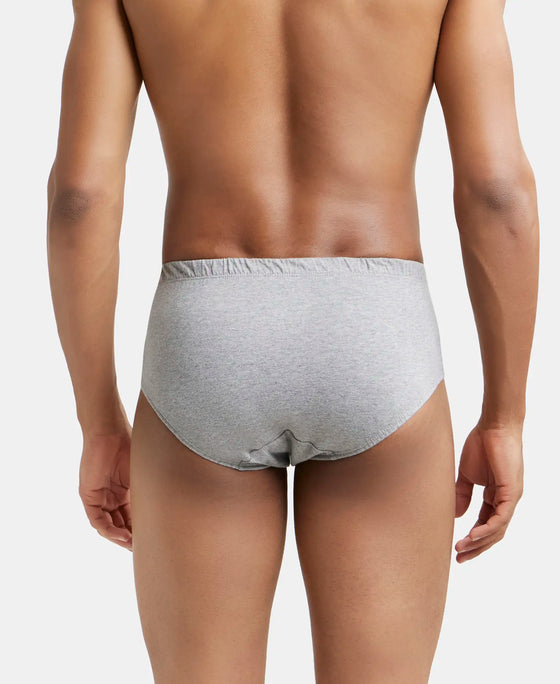 Super Combed Cotton Solid Brief with Ultrasoft Concealed Waistband - Grey Melange-3