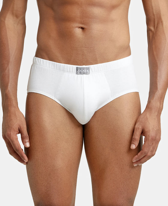 Super Combed Cotton Solid Brief with Ultrasoft Concealed Waistband - White-2