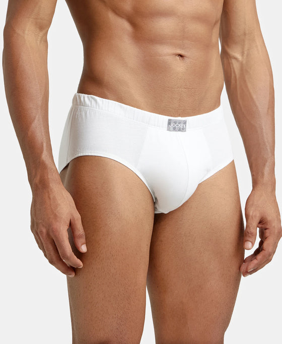 Super Combed Cotton Solid Brief with Ultrasoft Concealed Waistband - White-3