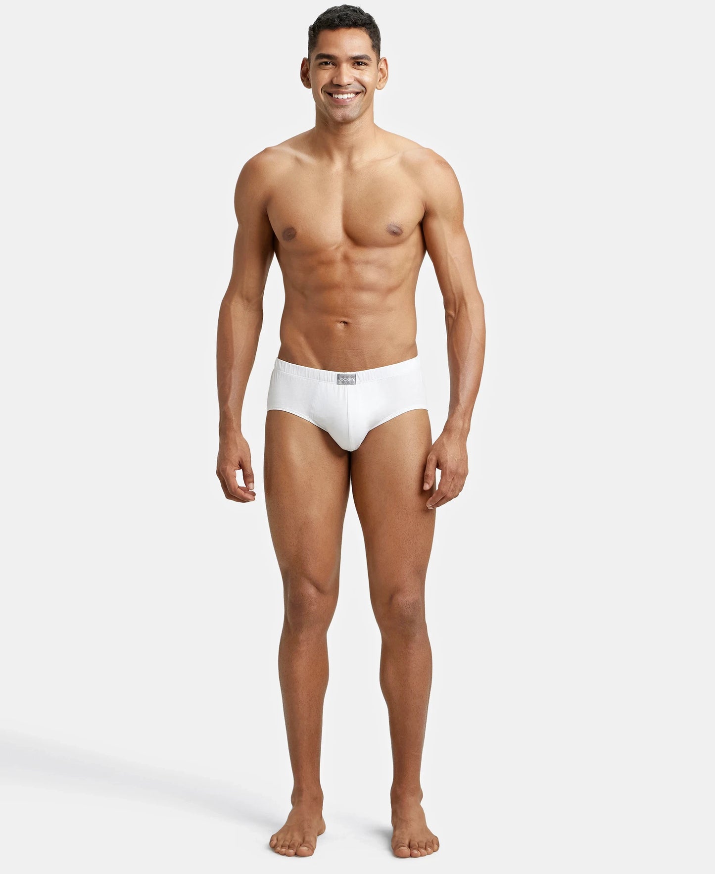Super Combed Cotton Solid Brief with Ultrasoft Concealed Waistband - White-5