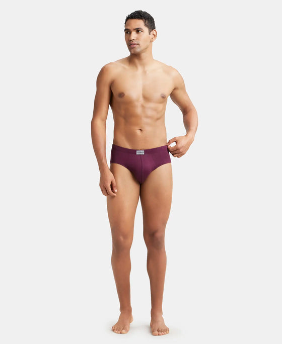 Super Combed Cotton Solid Brief with Ultrasoft Concealed Waistband - Wine Tasting-4