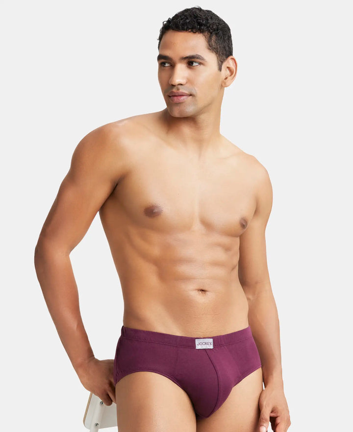 Super Combed Cotton Solid Brief with Ultrasoft Concealed Waistband - Wine Tasting-5