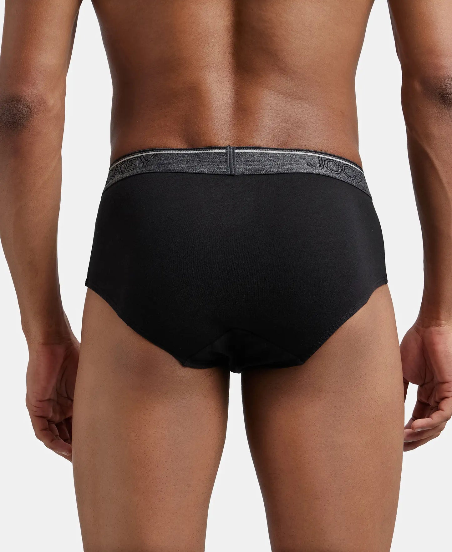 Super Combed Cotton Solid Brief with Ultrasoft Waistband - Black-4