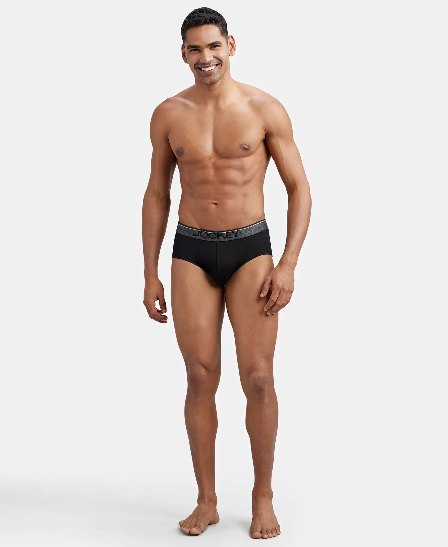 Super Combed Cotton Solid Brief with Ultrasoft Waistband - Black-5