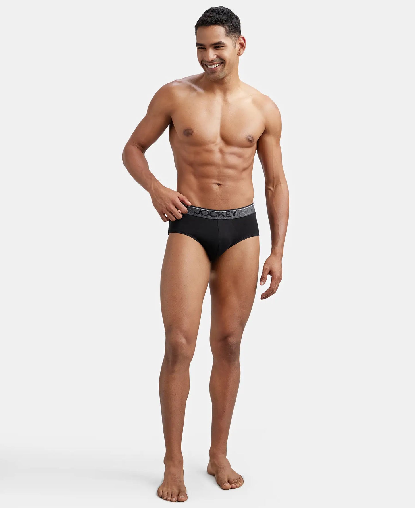 Super Combed Cotton Solid Brief with Ultrasoft Waistband - Black-7