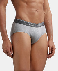Super Combed Cotton Solid Brief with Ultrasoft Waistband - Grey Melange-2