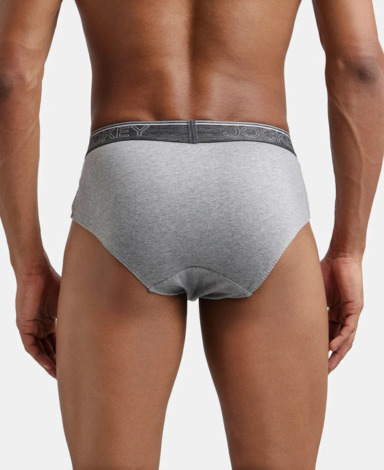 Super Combed Cotton Solid Brief with Ultrasoft Waistband - Grey Melange-4