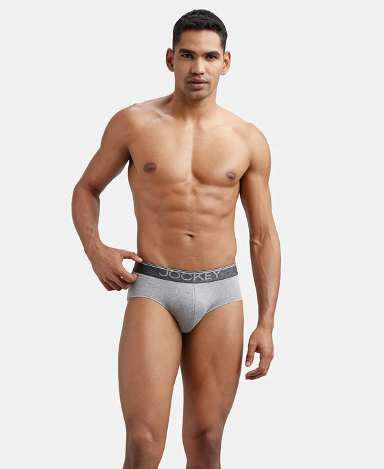 Super Combed Cotton Solid Brief with Ultrasoft Waistband - Grey Melange-6